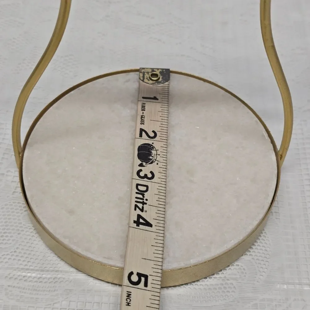 Woman's Face Gold Tone Metal Wire Jewelry Organizer Holder With Marble Base